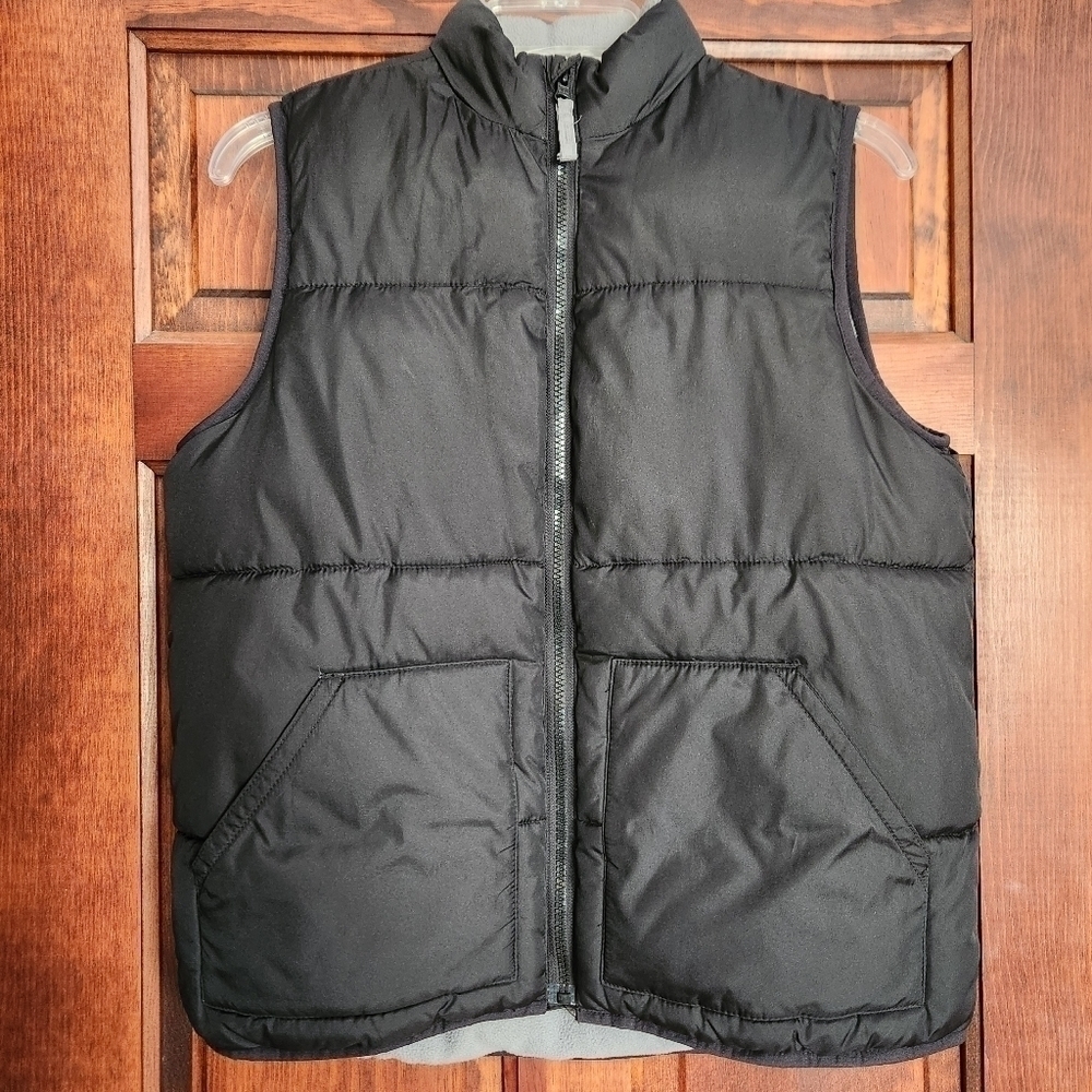 Old Navy Puffer Vest - Black with Gray - Size Youth Large (10-12)